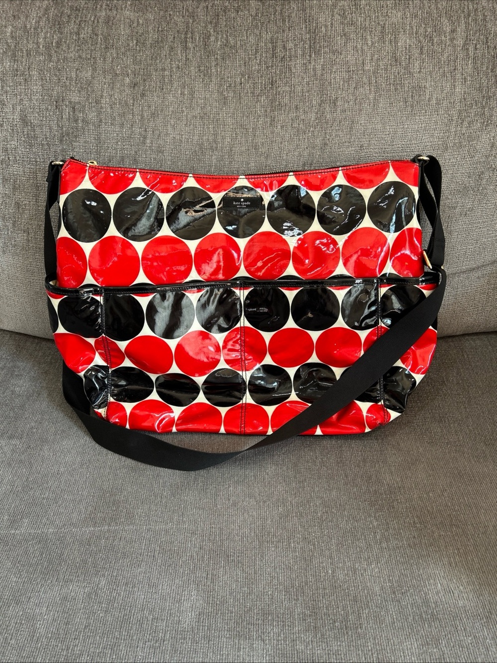 Kate Spade Daycation Serena Diaper Bag Polka Dot Red Black White